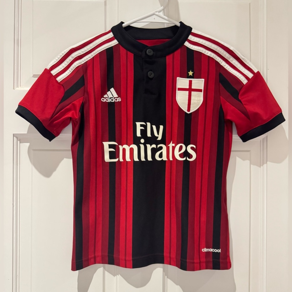 Adidas AC Milan 2014-15 Home Jersey Fly Emirates Youth S Red Black